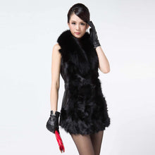 Load image into Gallery viewer, Fox Fur Sheep Leather Vest Waistcoat Coat Jacket Long Good Quality Leather