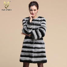 Load image into Gallery viewer, Real Rabbit Fur Coat Long Style Natural Fur Women&#39;s Coat 16122