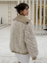 Load image into Gallery viewer, Young Fur Whole Skin Raccoon Dog Fur Car Stripe T-shirt with Coat on Both Sides 21111