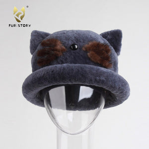 Winter Hats for  Women Lamb Fur Baseball Cap Casual Winter Warm Hat Fur Story FS18604