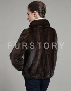 Women's Genuine Mink Fur Coat Women Solid Color Plus Size 16044