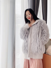 Load image into Gallery viewer, Fur Coat Women  Autumn and Winter 2021 New Fox Hair Car Stripe Mink Fur Women&#39;s Mid Long Hooded Coat Knitted Loose Coat FS21115