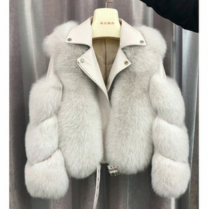 Real Fox Fur Coat Women Winter Coat Women With Sheepskin Leather WholeskinJacket Fur Jacket Fur Story FS20140 Fur Jacket