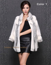 Load image into Gallery viewer, Womens Coats Mink Fur Coat Slim Waist Style Stand Collar Real Fur Jacket 16055