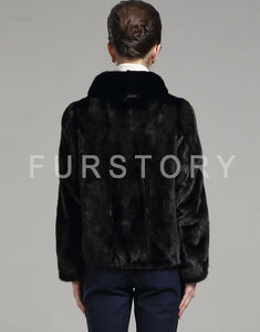 Women's Genuine Mink Fur Coat Women Solid Color Plus Size 16044