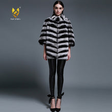 Load image into Gallery viewer, Bat Sleeve Real Fur Coat for Women Chinchilla Color