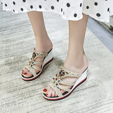 Load image into Gallery viewer, Sandals women&#39;s high-heeled wedge-heel platform non-slip outer wear women&#39;s sandals FS21S45