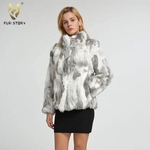 Load image into Gallery viewer, Women&#39;s  Real Rabbit Fur Coat Winter Real Fur Jacket  151249