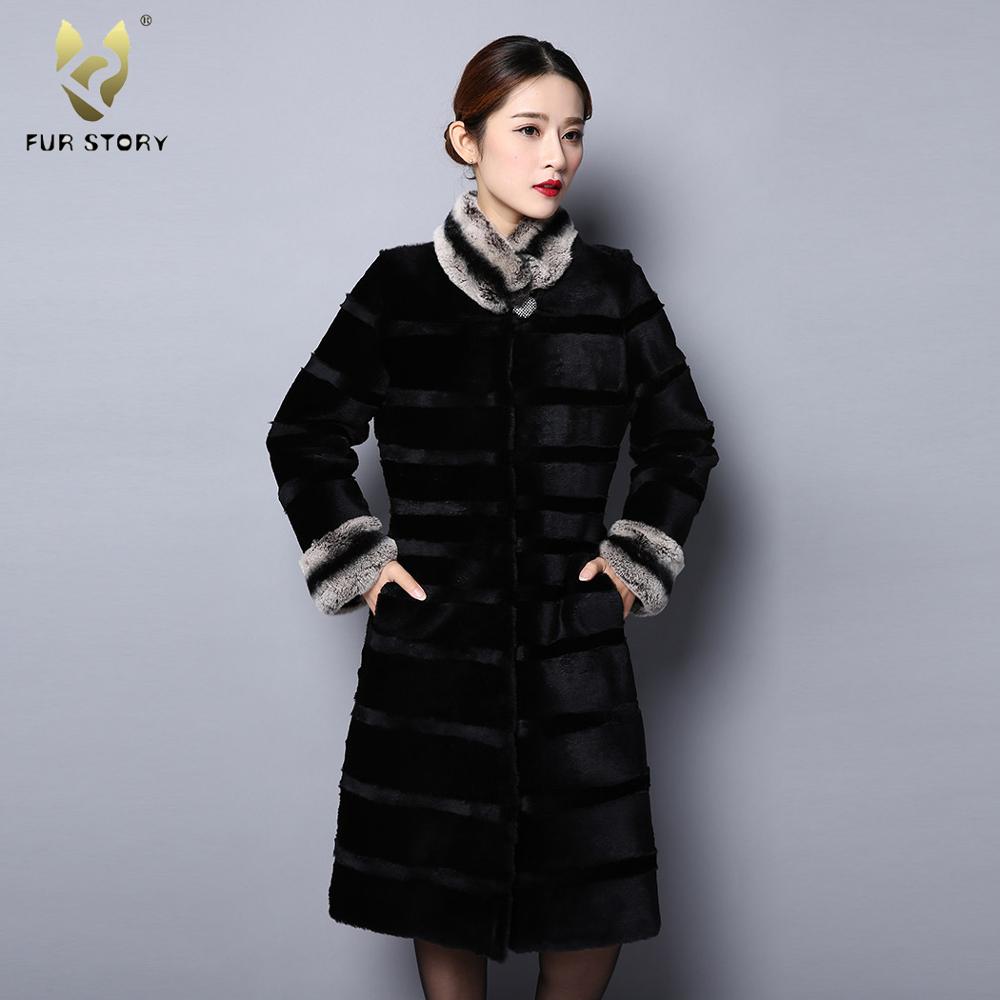 Women's Coats Real Rabbit Fur Coats Full Pelt Winter Jackets Long Coats 151241