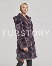 Load image into Gallery viewer, Women&#39;s Genuine Rabbit Fur Coat Women with Hood Winter jacket Women 17154