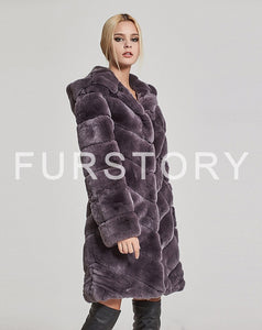 Women's Genuine Rabbit Fur Coat Women with Hood Winter jacket Women 17154