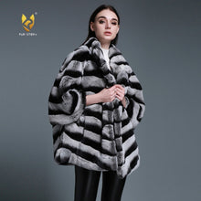 Load image into Gallery viewer, Bat Sleeve Real Fur Coat for Women Chinchilla Color