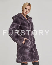 Load image into Gallery viewer, Women&#39;s Genuine Rabbit Fur Coat Women with Hood Winter jacket Women 17154