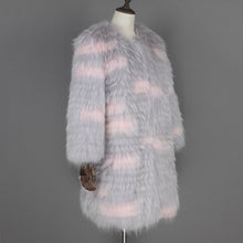 Load image into Gallery viewer, Winter Clothes Women Women&#39;s Raccoon Dog Fur Light Grey Stripe Long Lady Fur Coat FS21126