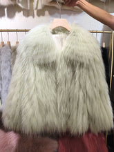 Load image into Gallery viewer, Raccoon Dog Fur Woven Fur Coat Women&#39;s Short Small Lapel Winter 2021 Fox Fur Fur Fur Coat Strip FS21119