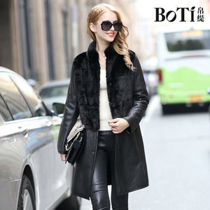 Mink Fur Grass Coat Mid Long Slim Sheepskin Coat for Women   21144