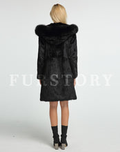Load image into Gallery viewer, Womens Real Rabbit Fur Coat with Fox Hood Winter Spring jacket Female 151254