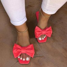Load image into Gallery viewer, Women&#39;s shoes with bow knot square head low-heel flip-flops women sandals FS21S51