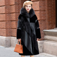 Load image into Gallery viewer, FS21117 Real Fur Coat  Fox Fur Hooded Mink Fur Whole Mink Fur Fur Coat Sheep Fur Integrated Women&#39;s Coat