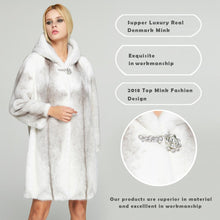 Load image into Gallery viewer, Fur Story FS18120 Women&#39;s Genuine Mink Fur Long Coat with Fur Hood Winter Warm Jacket