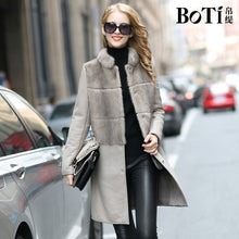 Load image into Gallery viewer, Mink Fur Grass Coat Mid Long Slim Sheepskin Coat for Women   21144