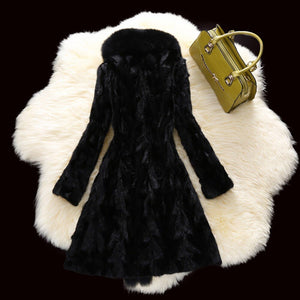 Real Mink Fur Coat Women with Fox Fur Collar Female Overcoat Winter jacket Women Jacket Fur Story FS16172