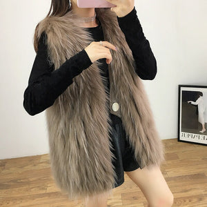 FS21120 Raccoon Fur Grass Stripe Vest Female Raccoon Dog Haining Slim Vest Autumn Winter Coat FS21107