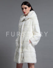 Load image into Gallery viewer, Women&#39;s Mink Fur Coat Large Size Cuff and Hem Removable Overcoat 161152