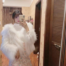 Load image into Gallery viewer, Raccoon Dog Fur Woven Fur Coat Women&#39;s Short Small Lapel Winter 2021 Fox Fur Fur Fur Coat Strip FS21119