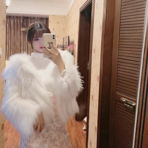 Raccoon Dog Fur Woven Fur Coat Women's Short Small Lapel Winter 2021 Fox Fur Fur Fur Coat Strip FS21119
