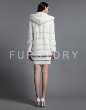 Load image into Gallery viewer, Women&#39;s Genuine Mink Fur Coat Women with Hood Plus Size Fur Overcoat 161151