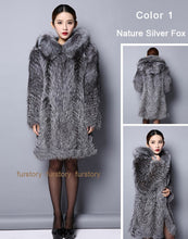 Load image into Gallery viewer, Women&#39;s Genuine Fox Fur Coat Women With Hood Long Style Large Size Fur Story FS151112