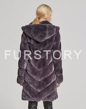 Load image into Gallery viewer, Women&#39;s Genuine Rabbit Fur Coat Women with Hood Winter jacket Women 17154