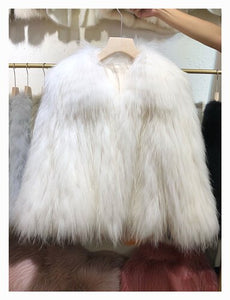 Raccoon Dog Fur Woven Fur Coat Women's Short Small Lapel Winter 2021 Fox Fur Fur Fur Coat Strip FS21119