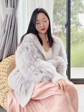 Load image into Gallery viewer, Fur Coat Women  Autumn and Winter 2021 New Fox Hair Car Stripe Mink Fur Women&#39;s Mid Long Hooded Coat Knitted Loose Coat FS21115