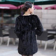 Load image into Gallery viewer, Women&#39;s Real Mink Fur Overcoat Black Winter  Natural Mink Fur Coat Female 151186