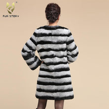 Load image into Gallery viewer, Real Rabbit Fur Coat Long Style Natural Fur Women&#39;s Coat 16122