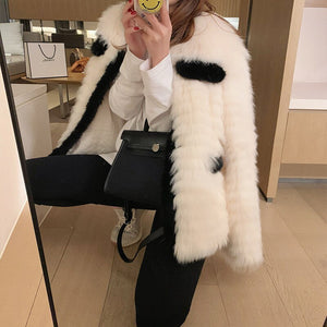 FS21122 Fur Coat Autumn and Winter 2021 New Car Stripe Fox Fur Grass Coat for Young Women