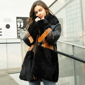 FS21135 Winter Women's Fur Coat Loose Casual Sheepskin Women's Coat