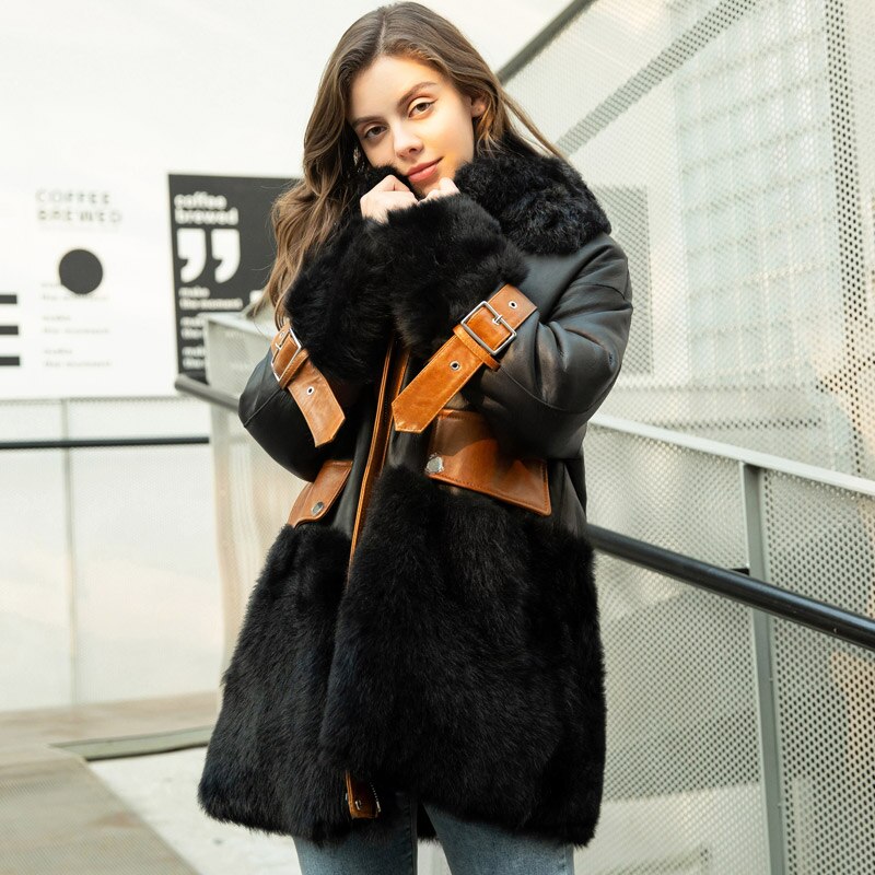 FS21135 Winter Women's Fur Coat Loose Casual Sheepskin Women's Coat