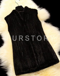 Women's Genuine Knitted Mink Fur Vest Female Custom Made Different Length 16208