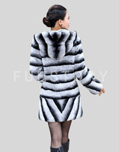 Load image into Gallery viewer, Women&#39;s Genuine Rabbit Fur Coat Chinchilla Color Winter jacket 15192