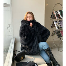 Load image into Gallery viewer, Finnish fox fur car fur Hooded Coat girl