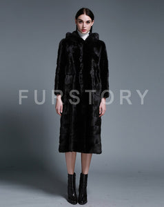 Women's Genuine Mink Fur Coat Women with Hood Women Jacket 161161