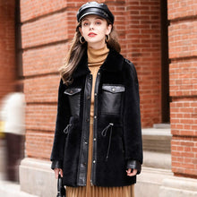 Load image into Gallery viewer, Real Fur Coat Sheepskin Pocket Small Fur Coat Sheepskin Fur Women&#39;s Coat FS21136