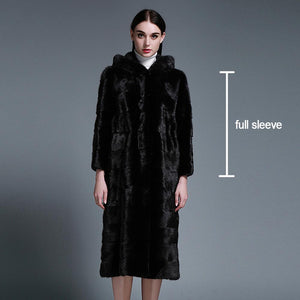 Women's Genuine Mink Fur Coat Women with Hood Women Jacket 161161