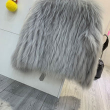 Load image into Gallery viewer, Winter Clothes Women Raccoon Dog Fur Car Stripe Fur Coat Women&#39;s Short Knitting Wool Suit Collar Locomotive Coat FS21125