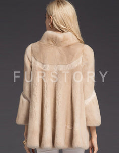 Women's Genuine Mink Fur Coat Women Solid Color Plus Size Warm Jacket 16049