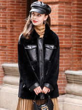 Load image into Gallery viewer, Real Fur Coat Sheepskin Pocket Small Fur Coat Sheepskin Fur Women&#39;s Coat FS21136