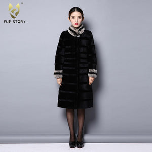 Women's Coats Real Rabbit Fur Coats Full Pelt Winter Jackets Long Coats 151241